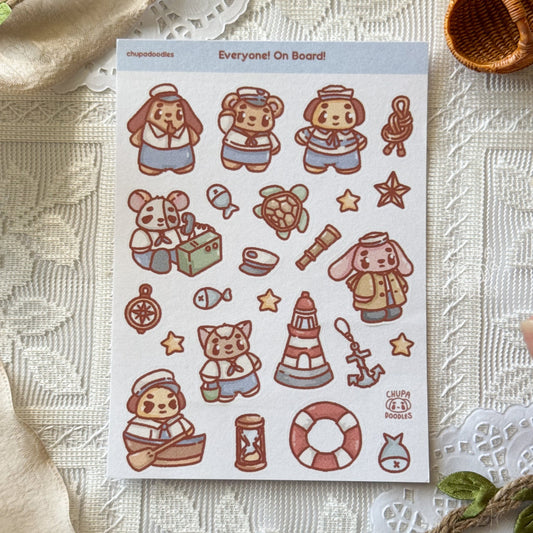 Everyone On Board Holographic Cute Sticker Sheet