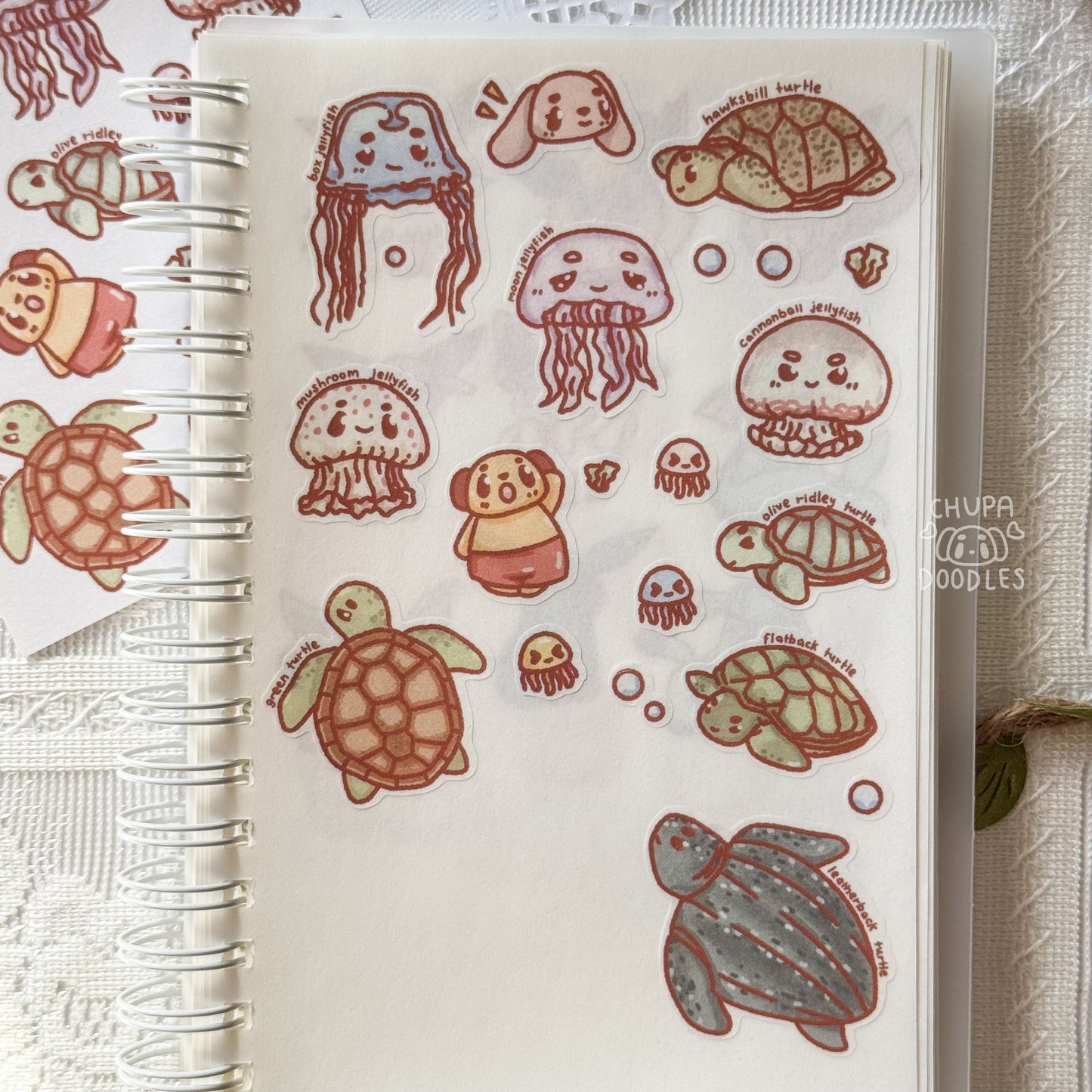 Turtles & Jellyfishes Cute Sticker Sheet