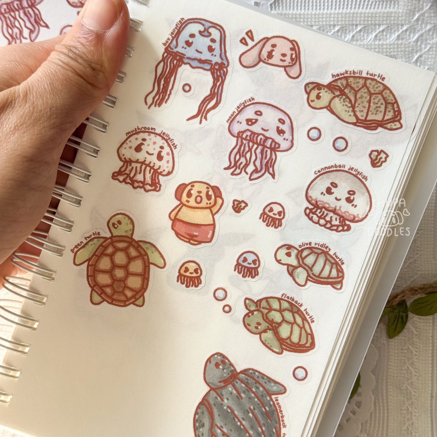 Turtles & Jellyfishes Cute Sticker Sheet