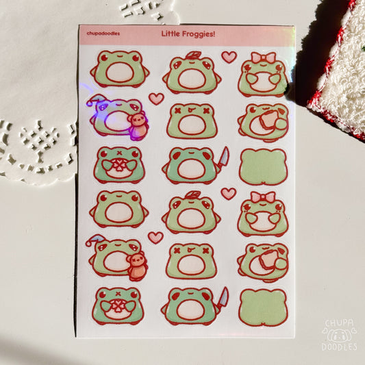 Frogs Holographic Cute Sticker Sheet