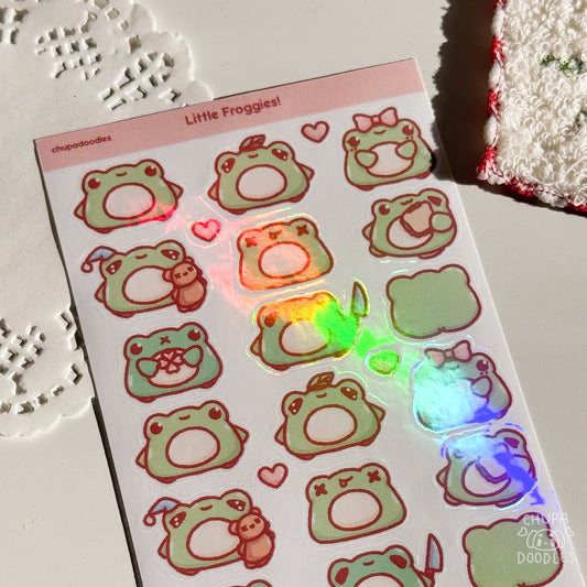Frogs Holographic Cute Sticker Sheet