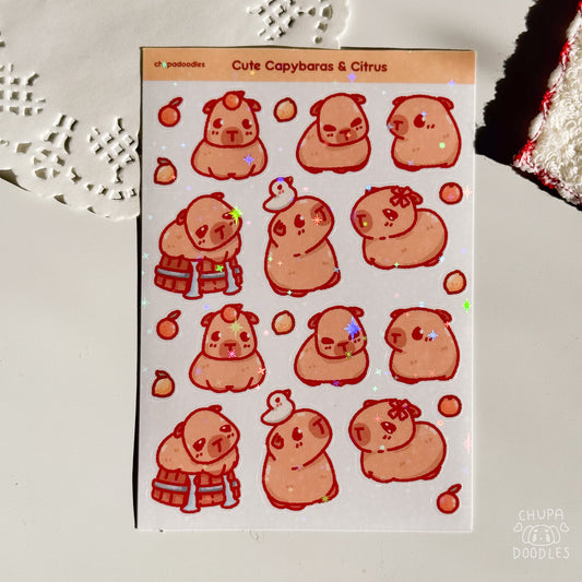 Capybara Holographic Cute Sticker Sheet