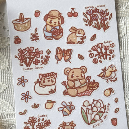 Spring In The Meadow Cute Sticker Sheet