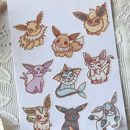 Eevee Evolutions Cute Sticker Sheet (Pokemon)