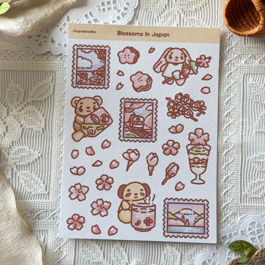 Blossoms In Japan Cute Sticker Sheet