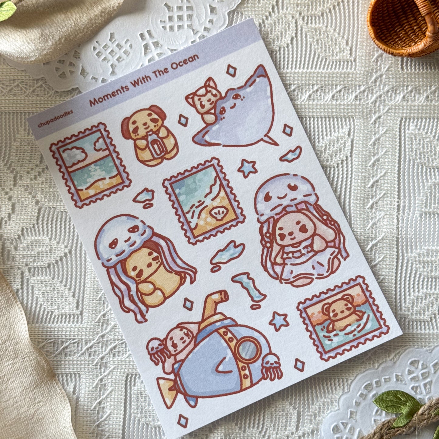 Moments In The Ocean Holographic Cute Sticker Sheet