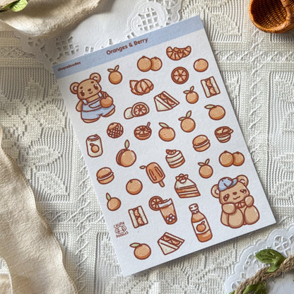 Berry & Oranges Fruity Cute Sticker Sheet