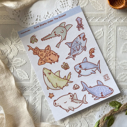 Sharks Cute Sticker Sheet