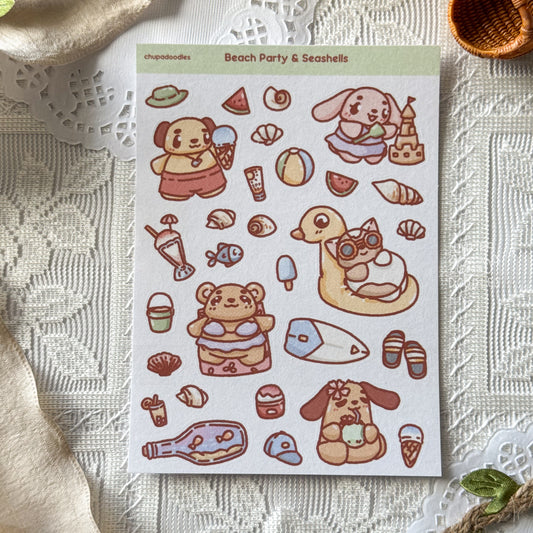 On The Beach Cute Sticker Sheet