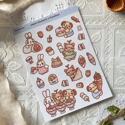 PomPom! Japan Desserts Cute Sticker Sheet