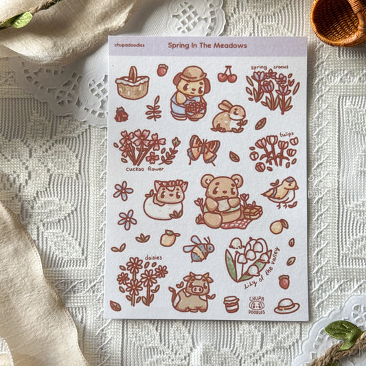 Spring In The Meadow Cute Sticker Sheet