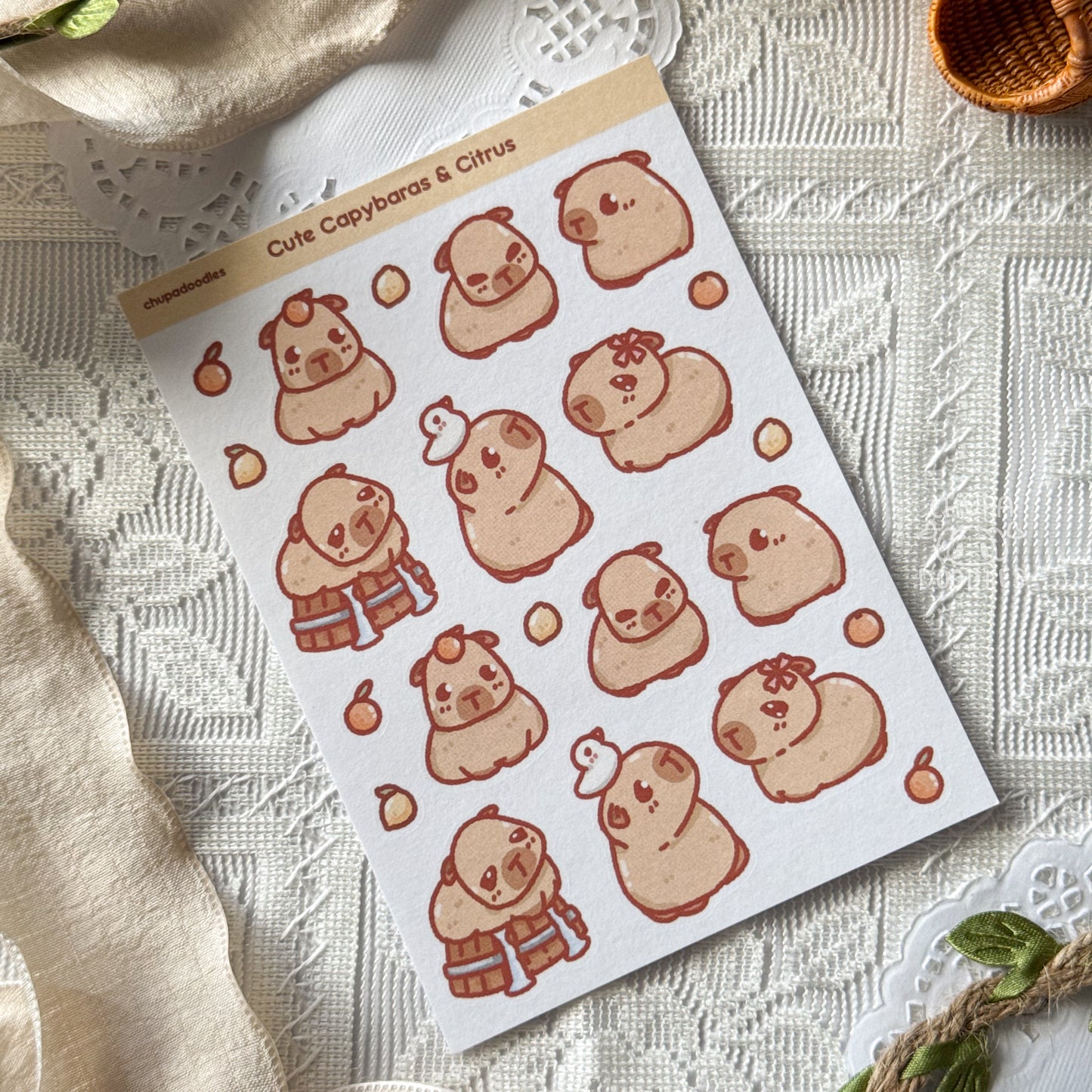 Capybara Cute Sticker Sheet