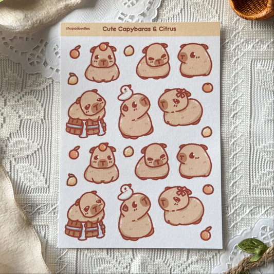 Capybara Cute Sticker Sheet