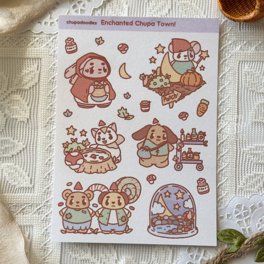 Enchanted Chupa Town Cute Sticker Sheet