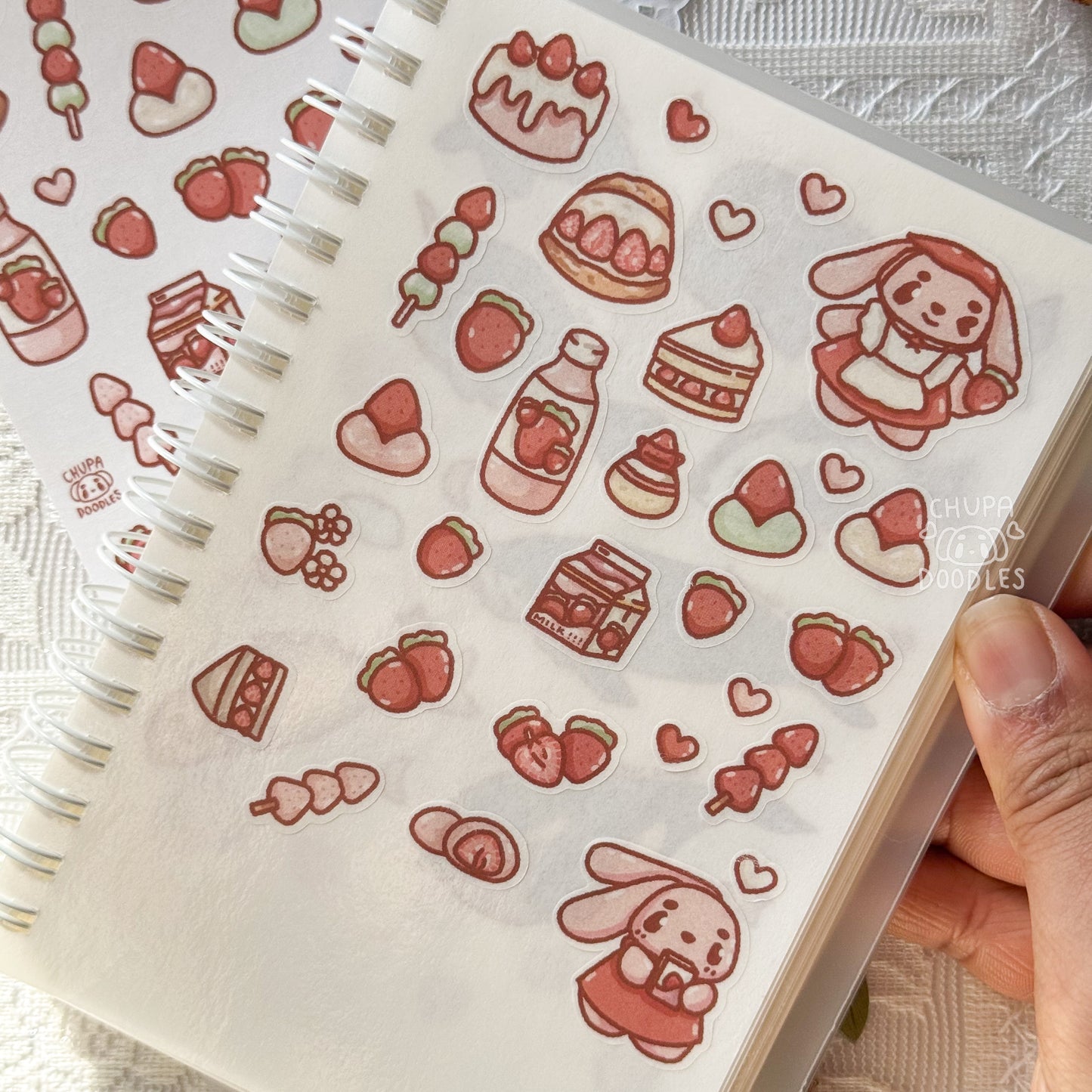 Bun Bun & Strawberries Fruity Cute Sticker Sheet