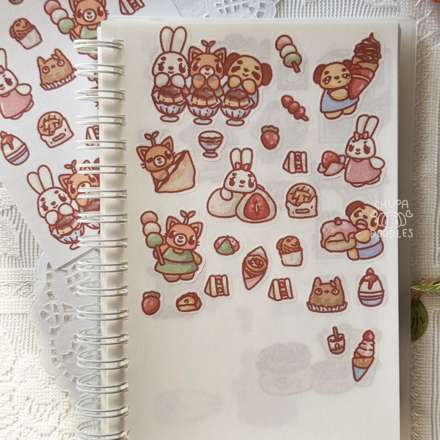 PomPom! Japan Desserts Cute Sticker Sheet