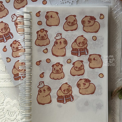 Capybara Cute Sticker Sheet