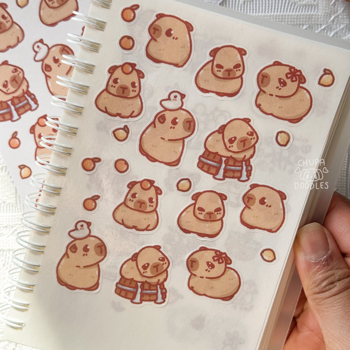 Capybara Cute Sticker Sheet