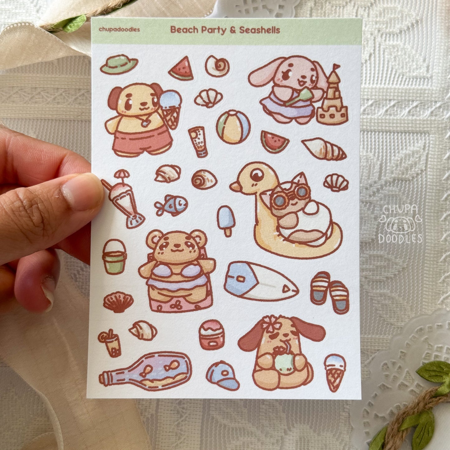 On The Beach Cute Sticker Sheet