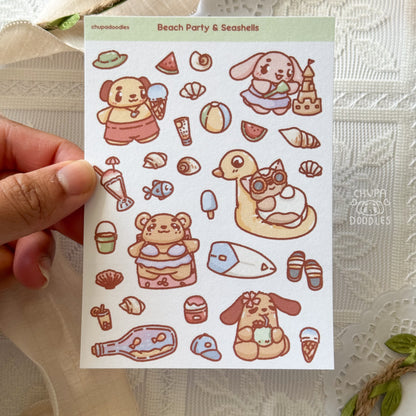 On The Beach Cute Sticker Sheet