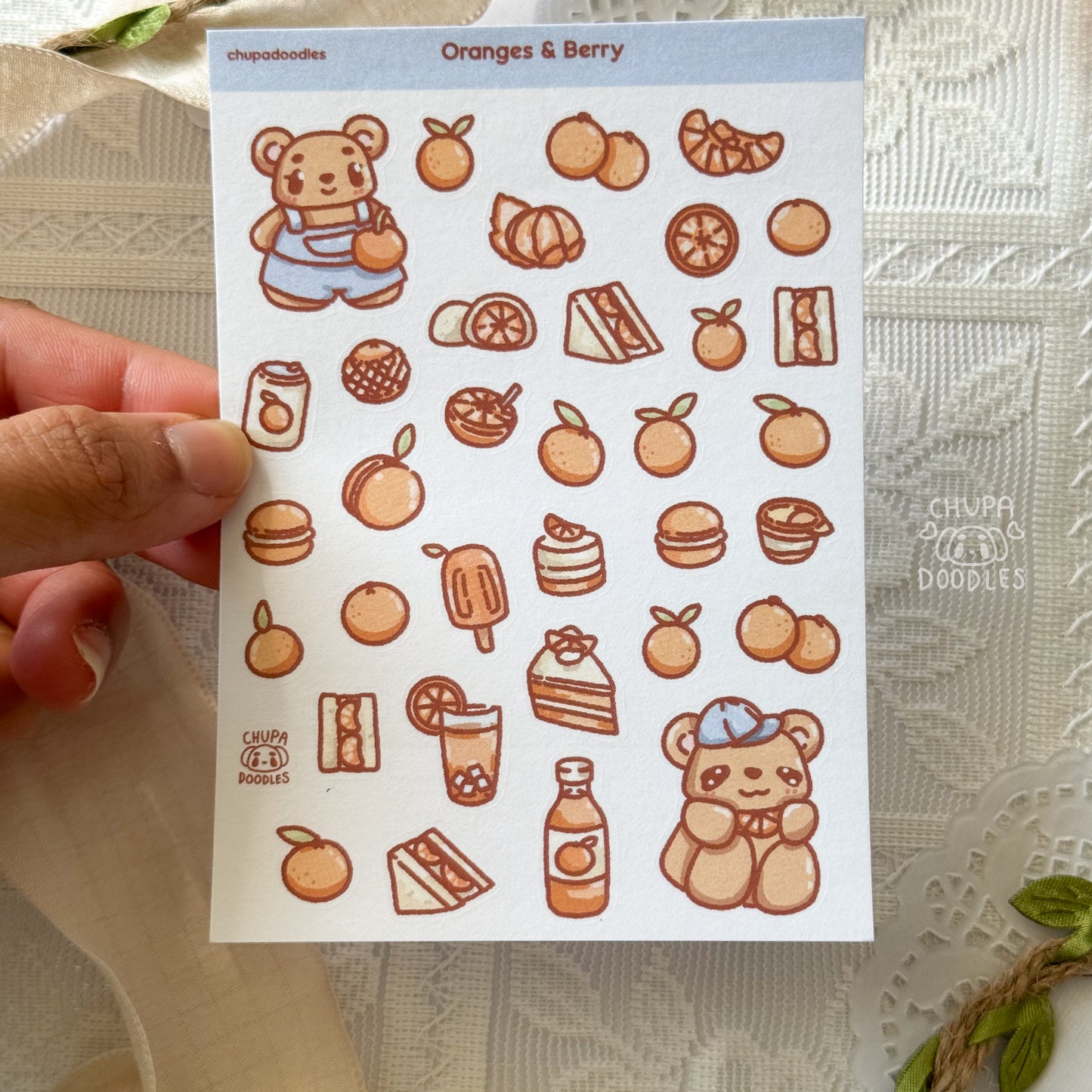 Berry & Oranges Fruity Cute Sticker Sheet