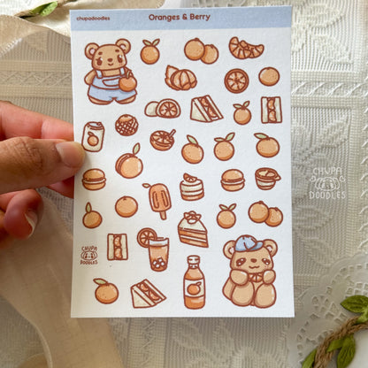 Berry & Oranges Fruity Cute Sticker Sheet