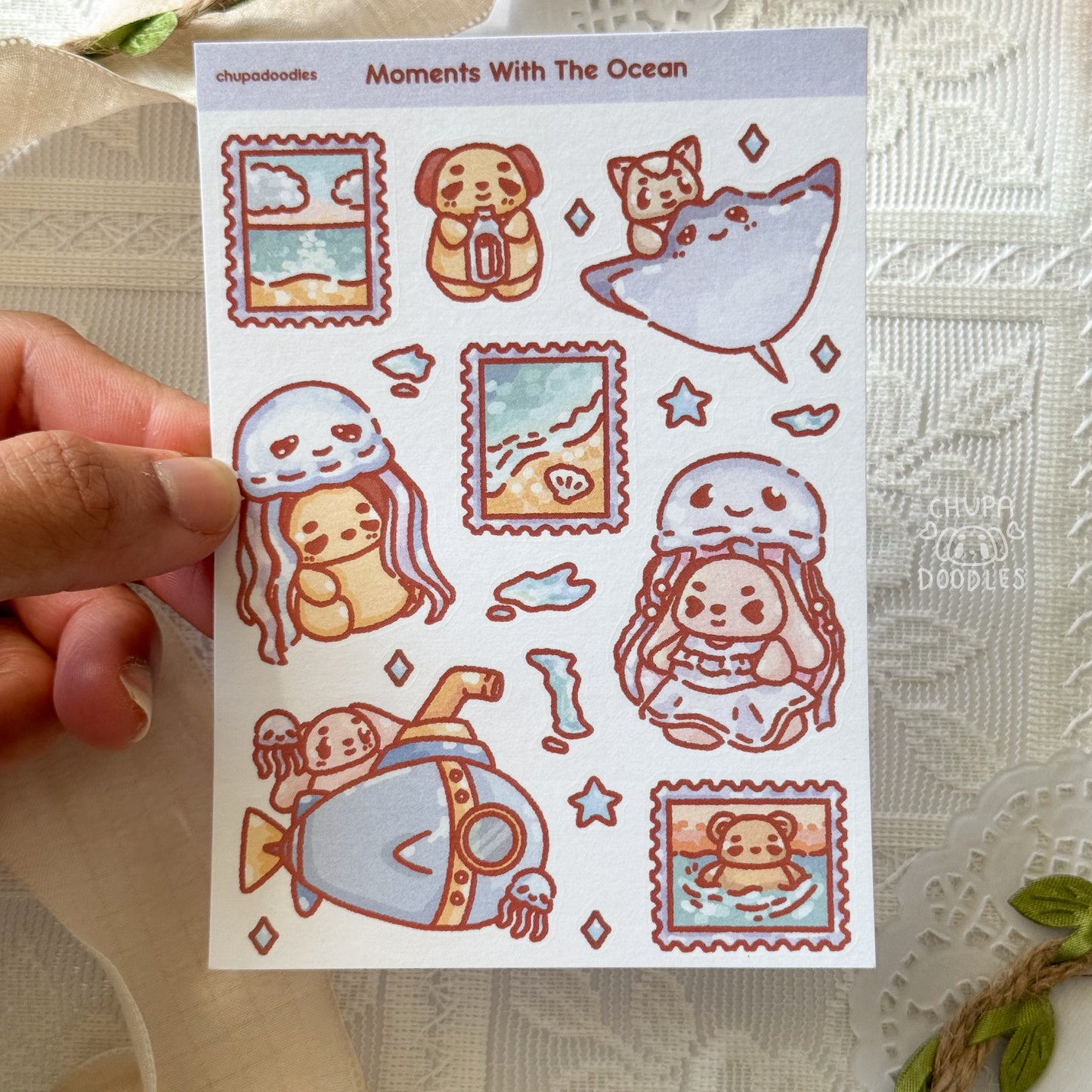 Moments In The Ocean Holographic Cute Sticker Sheet