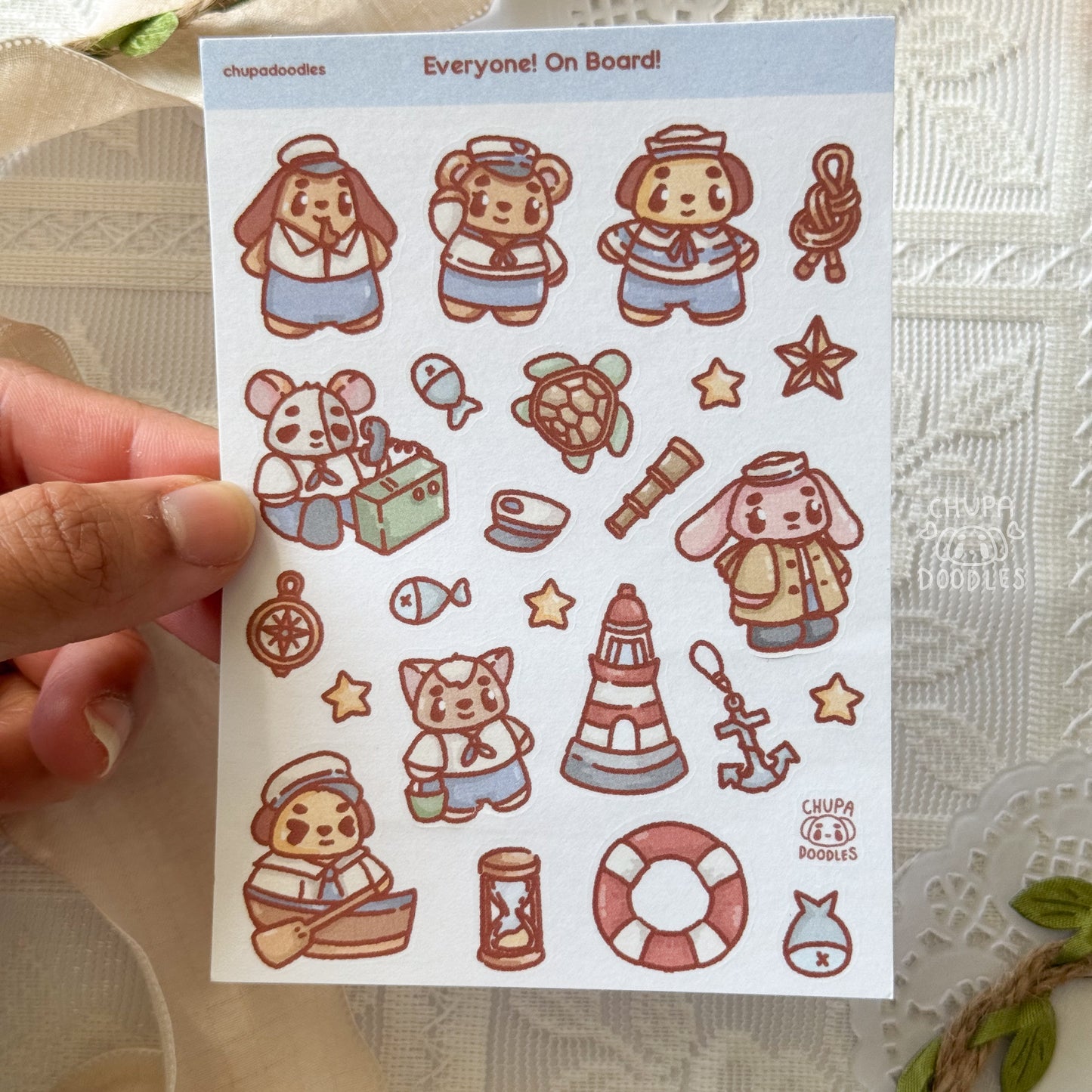 Everyone On Board Holographic Cute Sticker Sheet