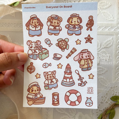 Everyone On Board Holographic Cute Sticker Sheet