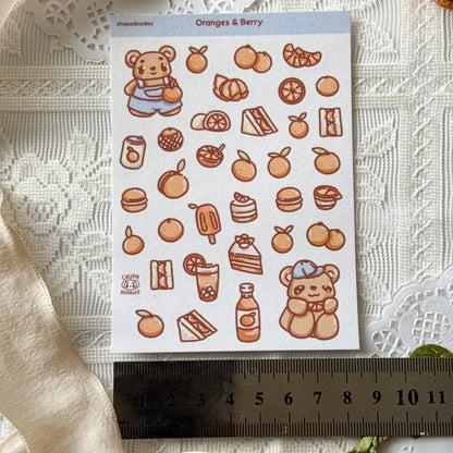 Berry & Oranges Fruity Cute Sticker Sheet