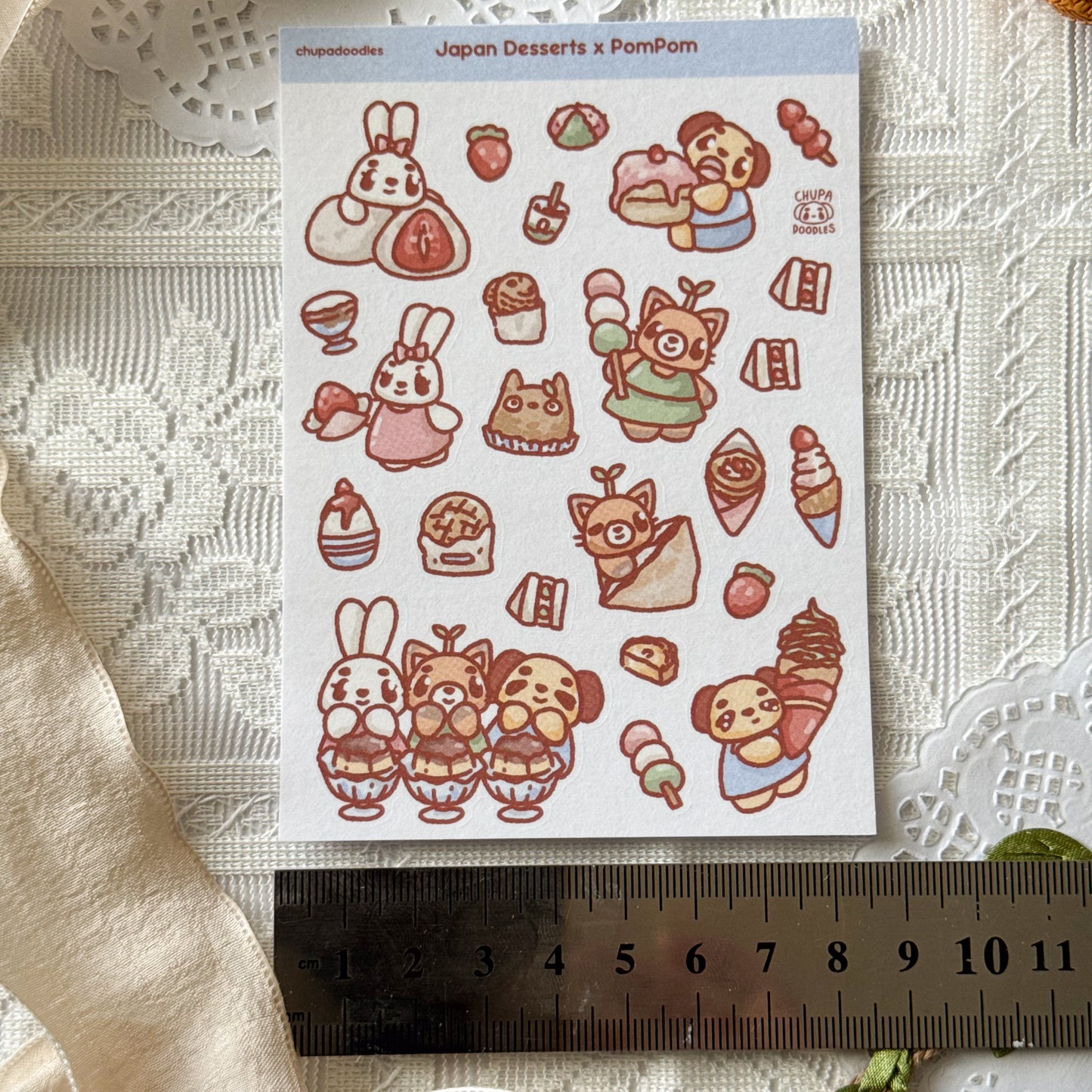 PomPom! Japan Desserts Cute Sticker Sheet