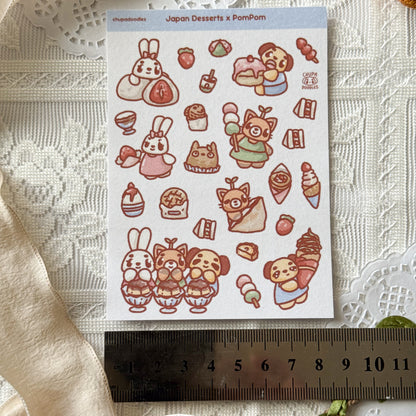 PomPom! Japan Desserts Cute Sticker Sheet