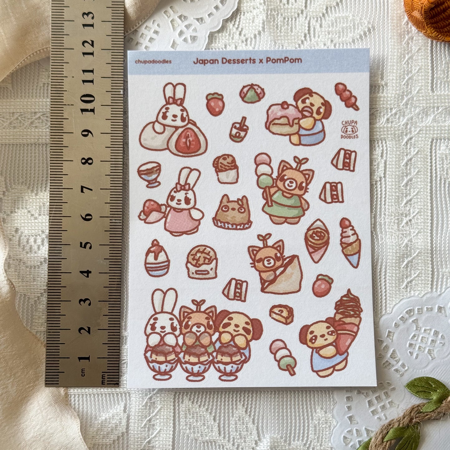 PomPom! Japan Desserts Cute Sticker Sheet