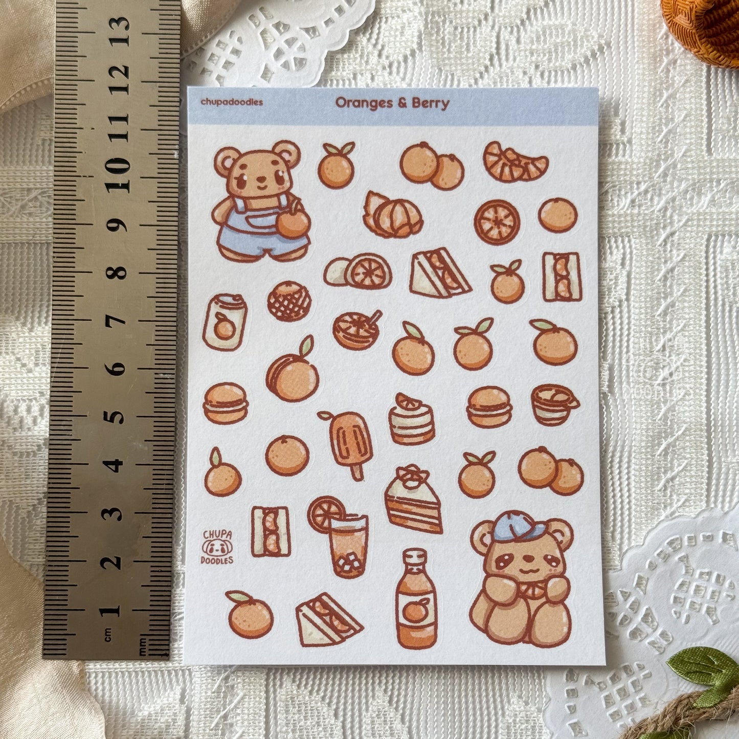 Berry & Oranges Fruity Cute Sticker Sheet