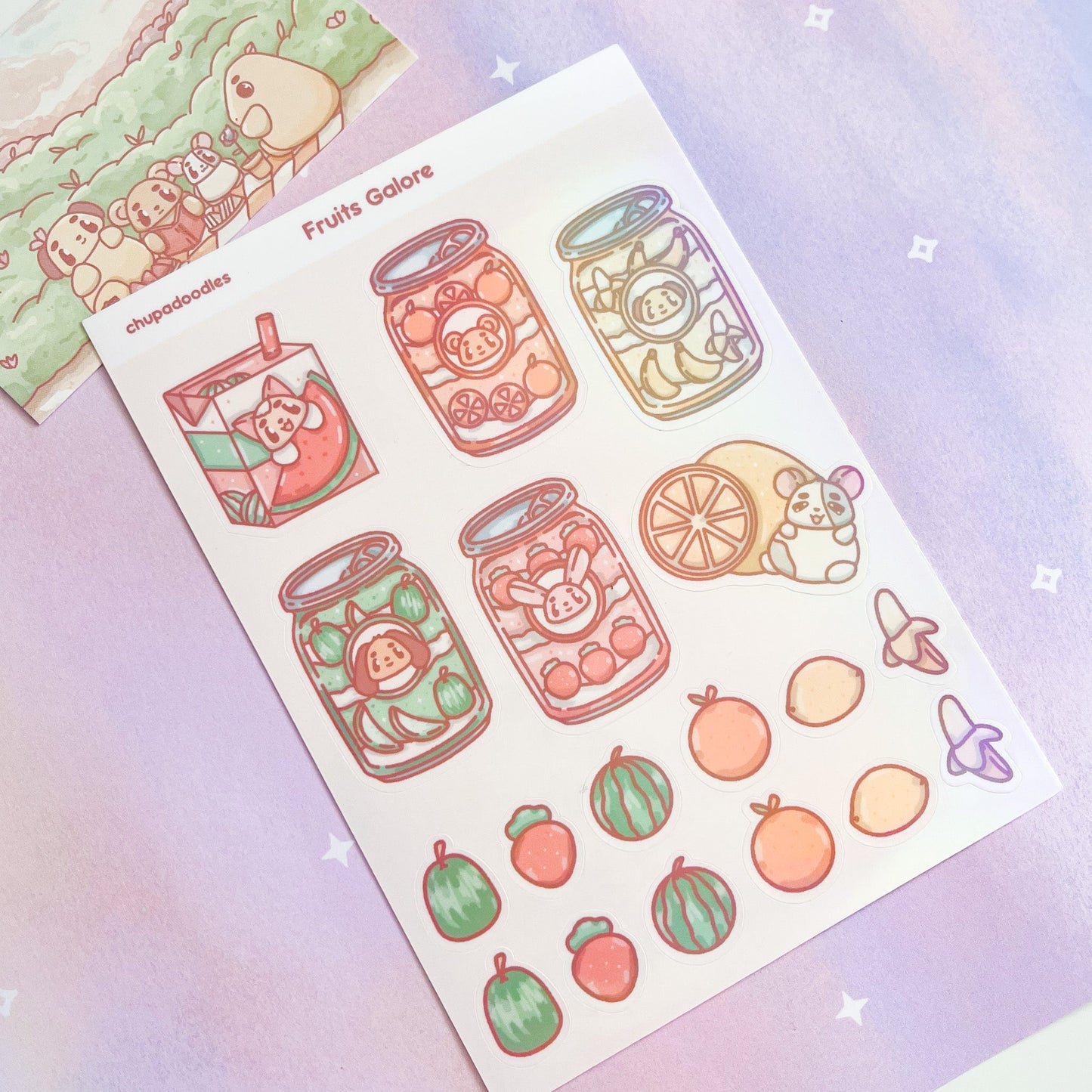 Fruits Galore Holo Cute Sticker Sheet-chupadoodles