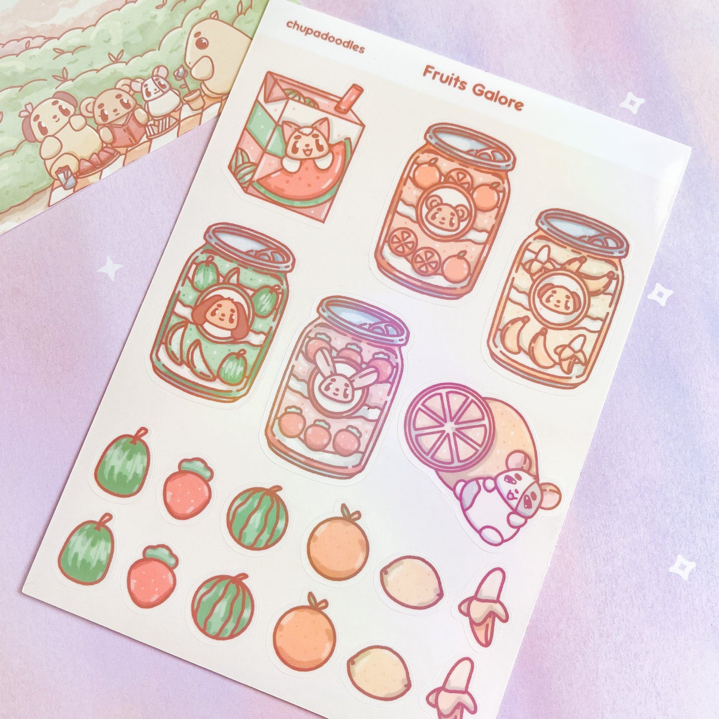 Fruits Galore Holo Cute Sticker Sheet-chupadoodles