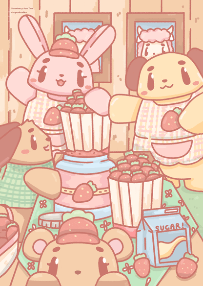 Let’s Make Strawberry Jam Original A5 Postcard Print