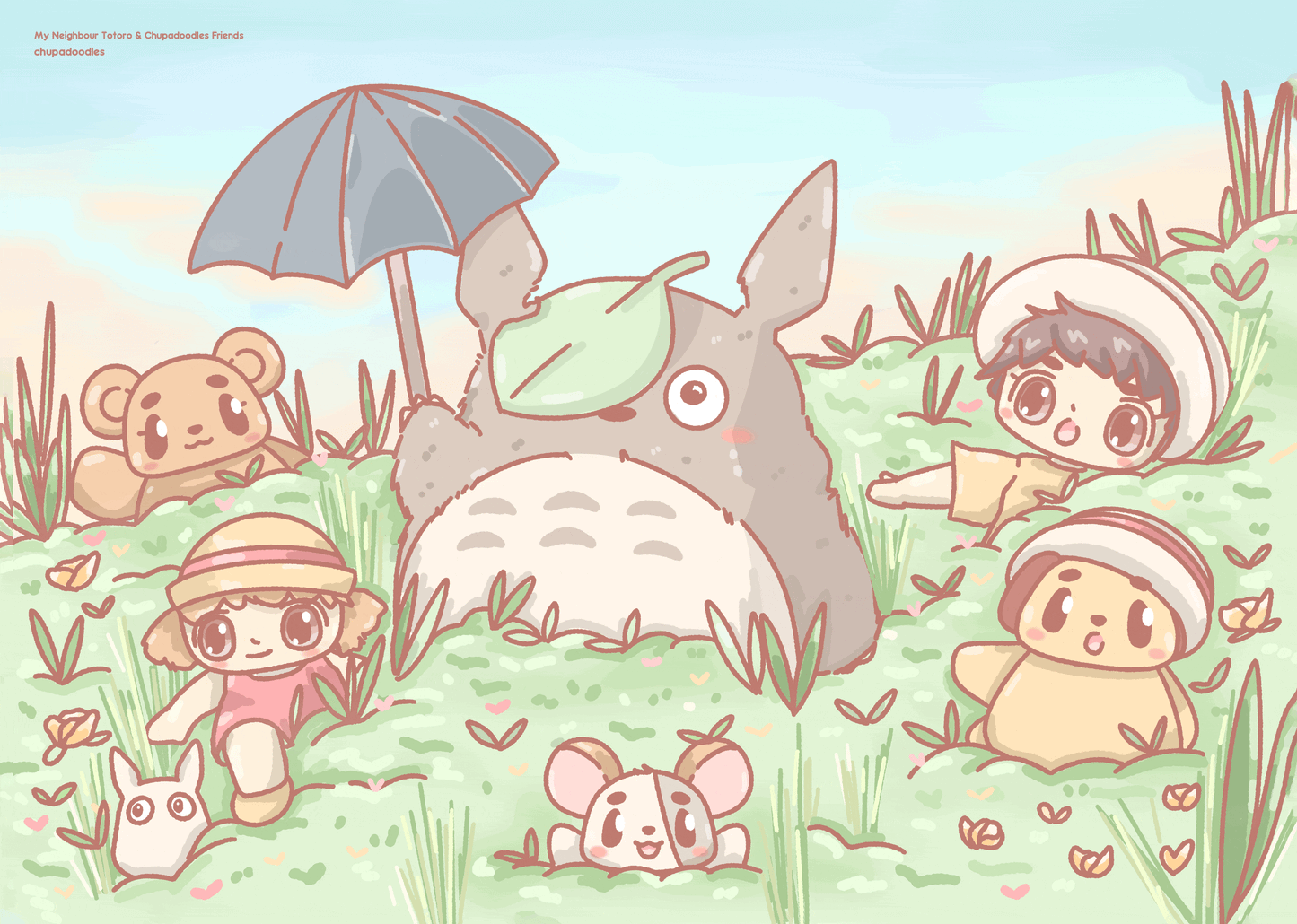 Totoro & Chupadoodles Friends A5 Postcard Print