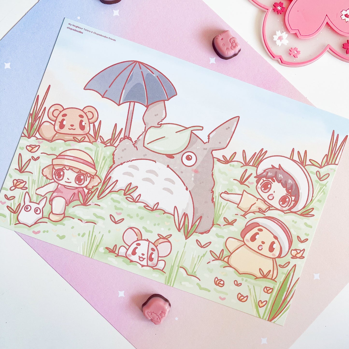 Totoro & Chupadoodles Friends A5 Postcard Print