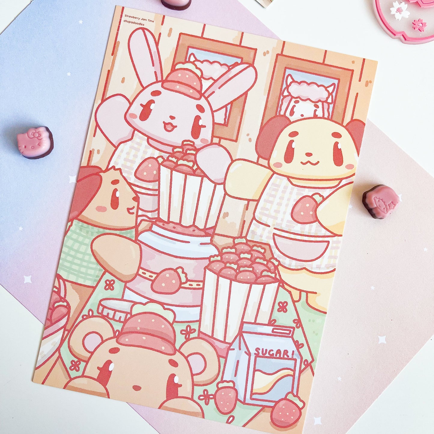 Let’s Make Strawberry Jam Original A5 Postcard Print