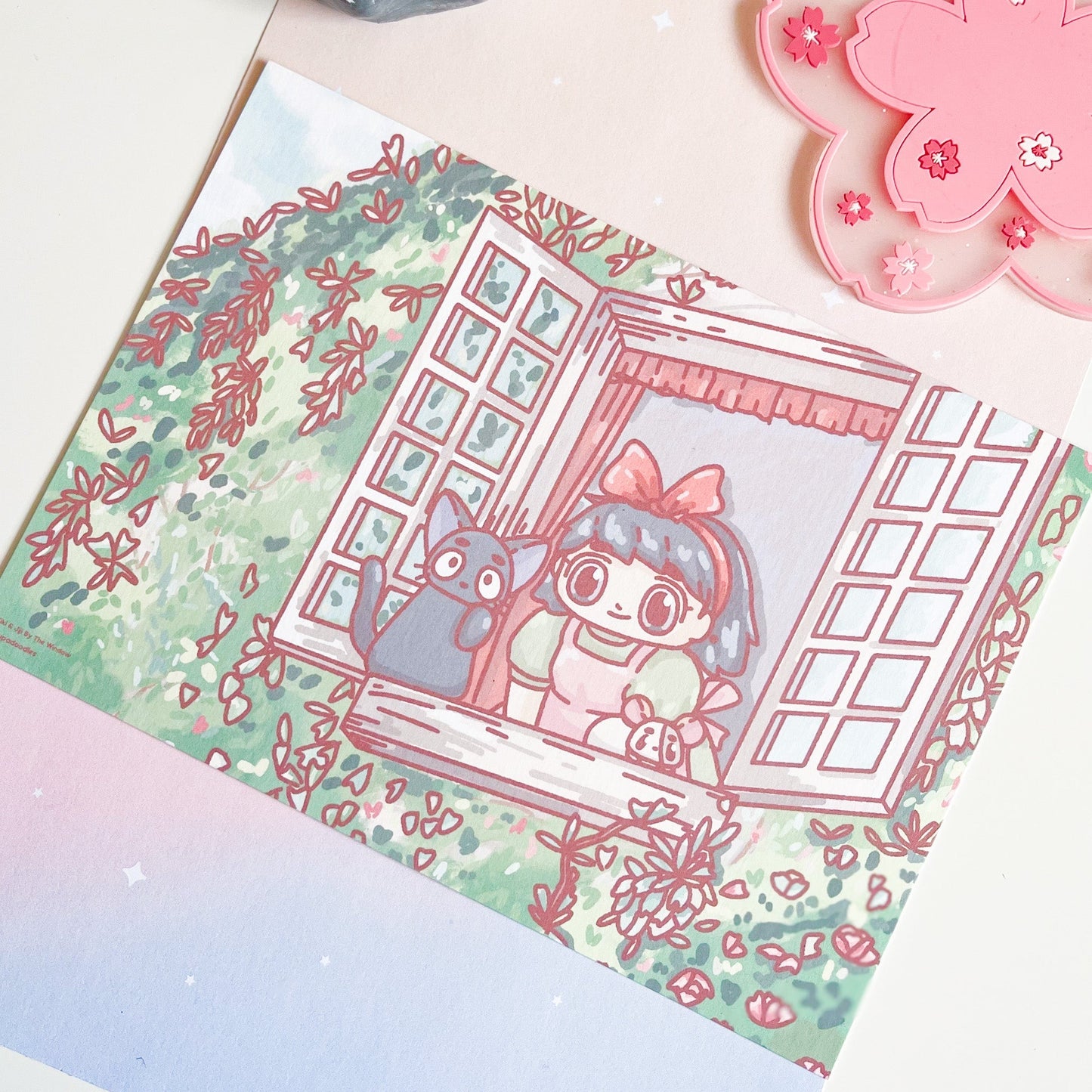 Kiki & Jiji By The Window A5 Postcard Print