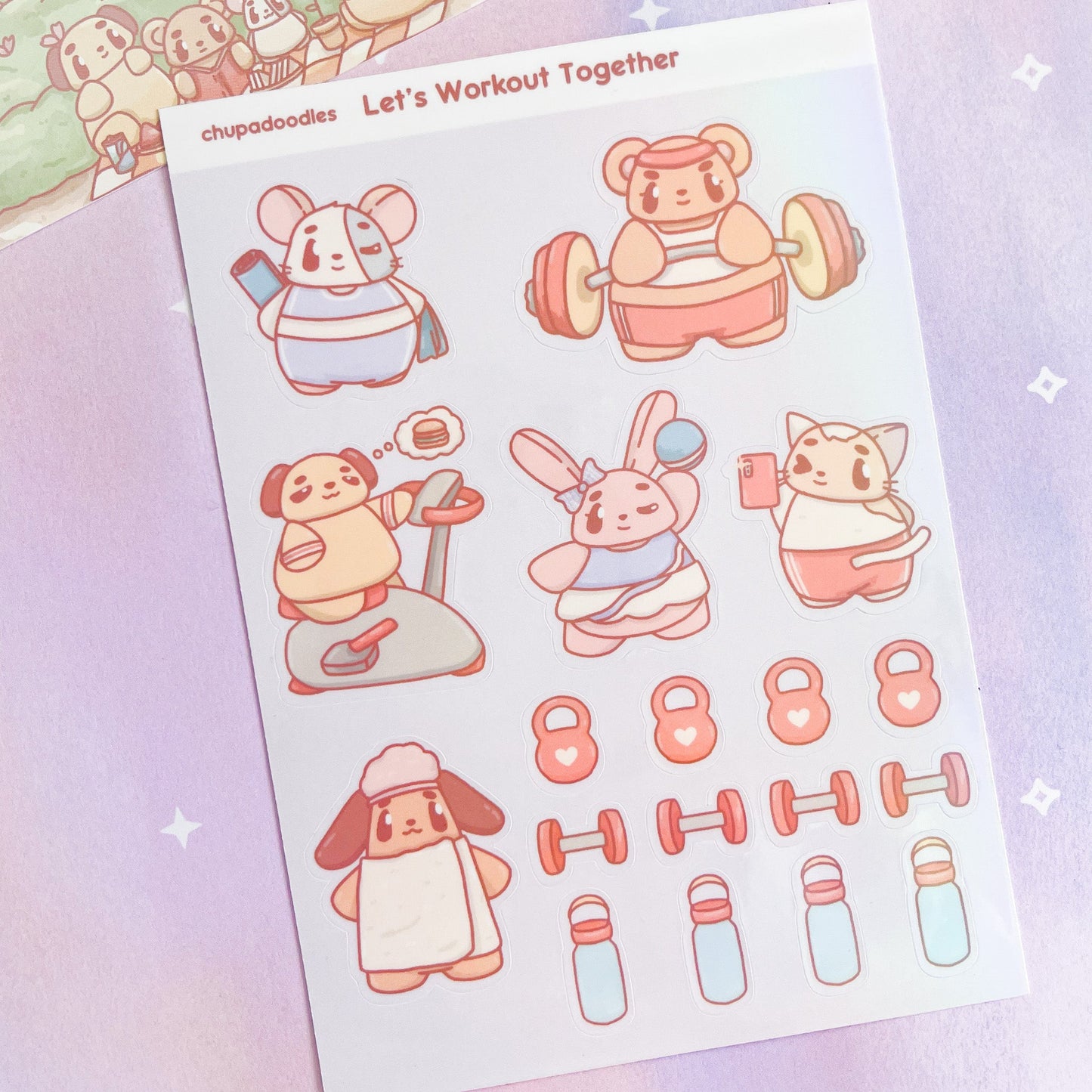 Workout With Chupadoodles Holo Cute Sticker Sheet-chupadoodles