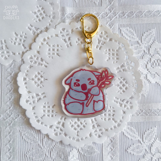 Koala epoxy keychain by Chupadoodles, double-sided kawaii bag charm