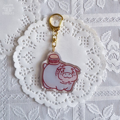 Moo Deng keychain with size reference, kawaii bag charm from Australia