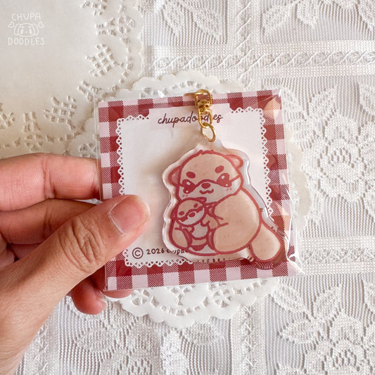 Otter epoxy keychain by Chupadoodles, double-sided kawaii bag charm