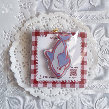Whale keychain with size reference, kawaii bag charm from Australia