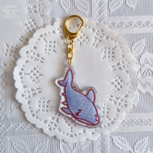 Whale shark epoxy keychain by Chupadoodles, double-sided kawaii bag charm
