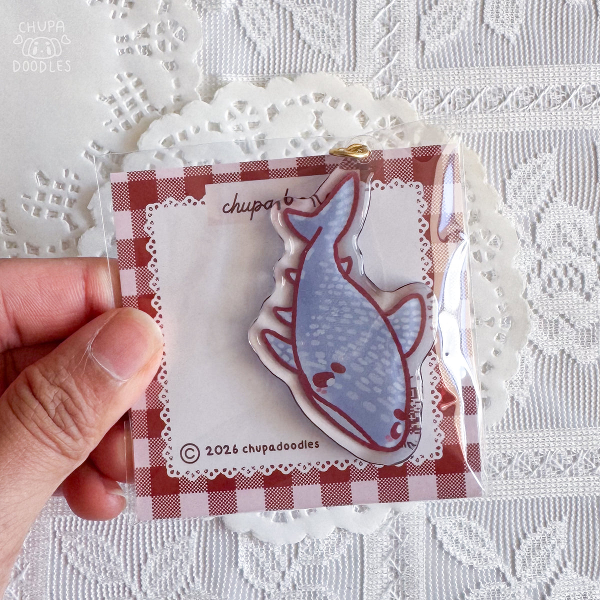 Whale shark keychain with size reference, kawaii bag charm from Australia