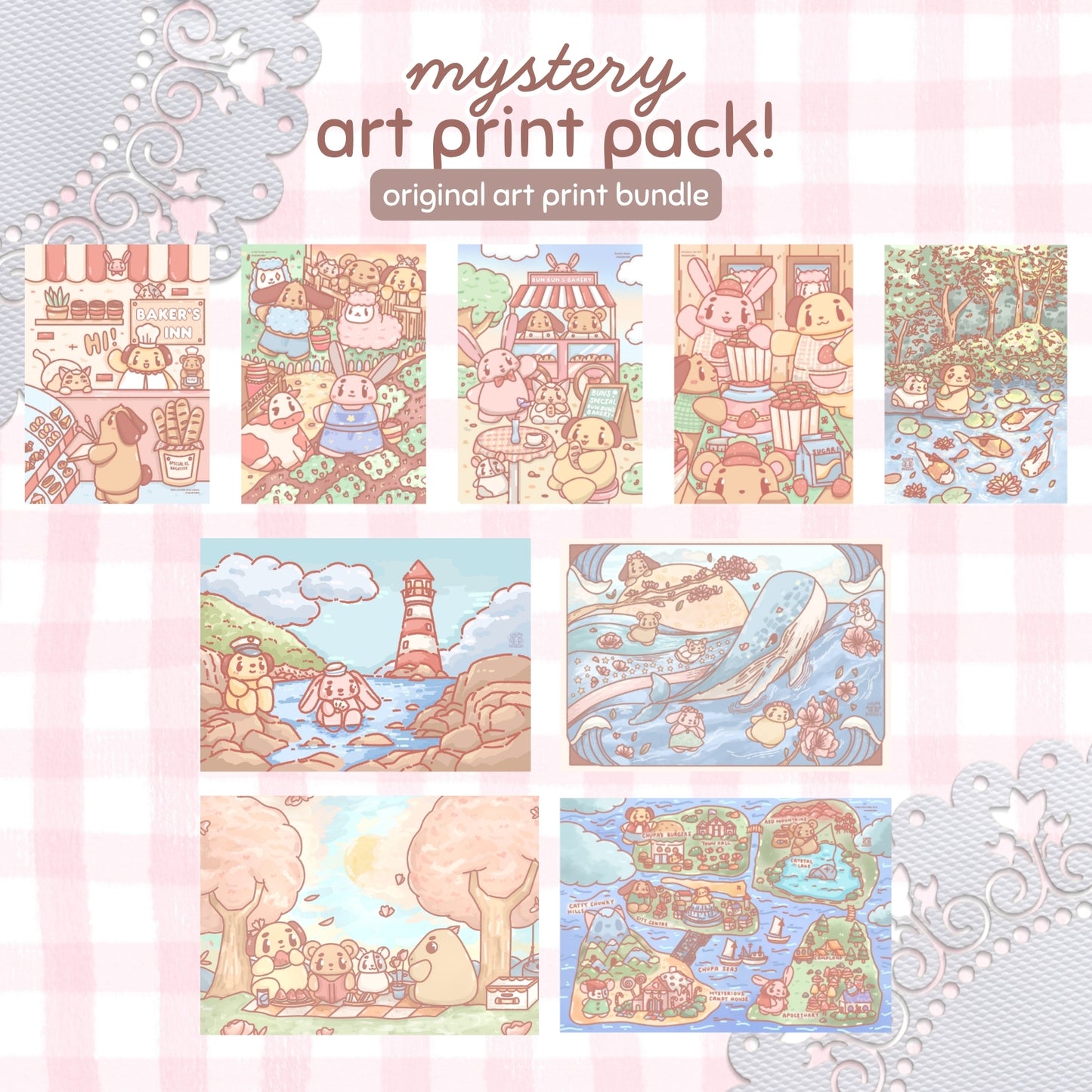 Mystery Art Print Pack - 3 Cute Art Prints