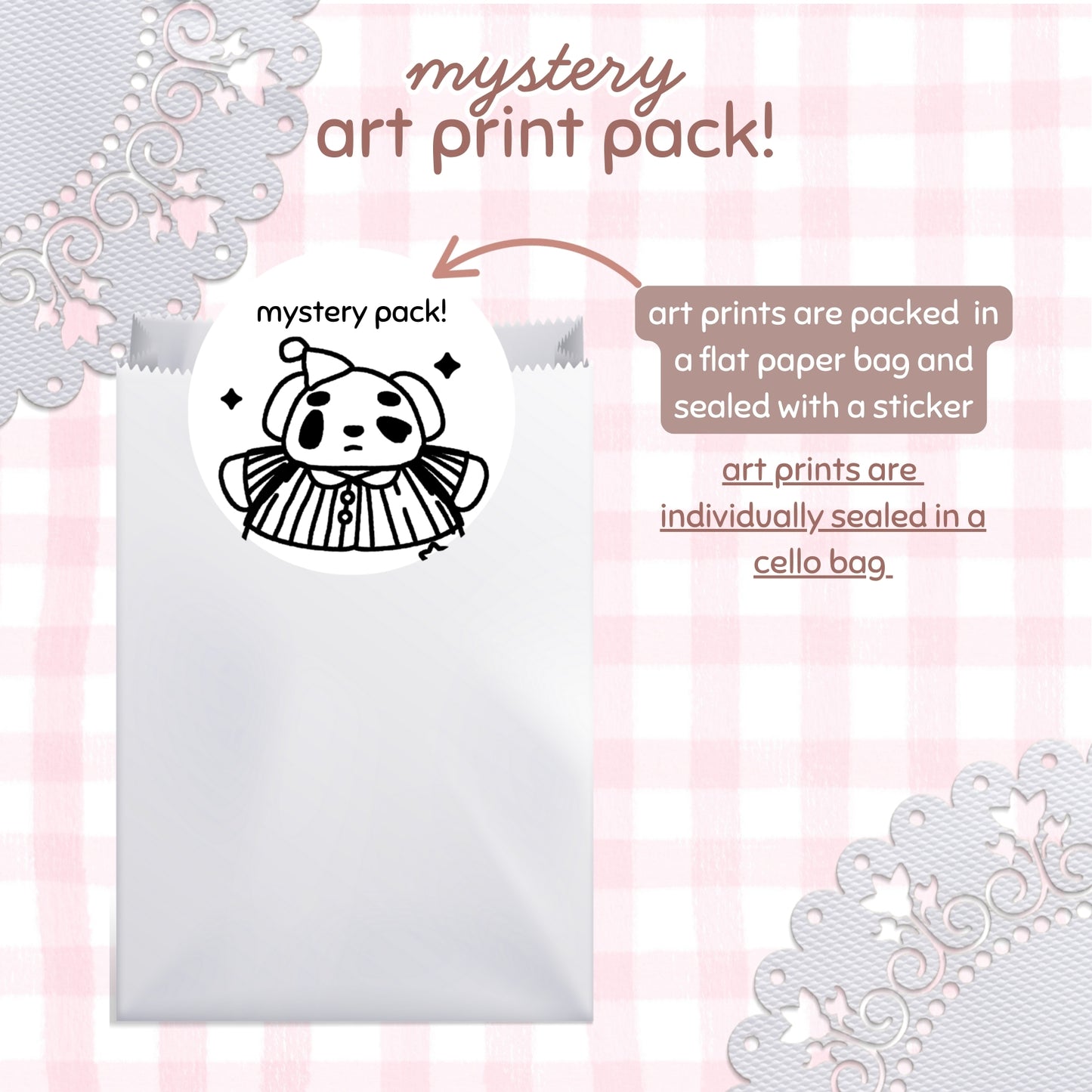 Mystery Art Print Pack - 3 Cute Art Prints
